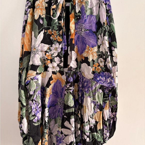 ASOS Edition Curve Floral Mini Dress Voluminous Sleeve Purple Black BNWT US 24 - Picture 6 of 9